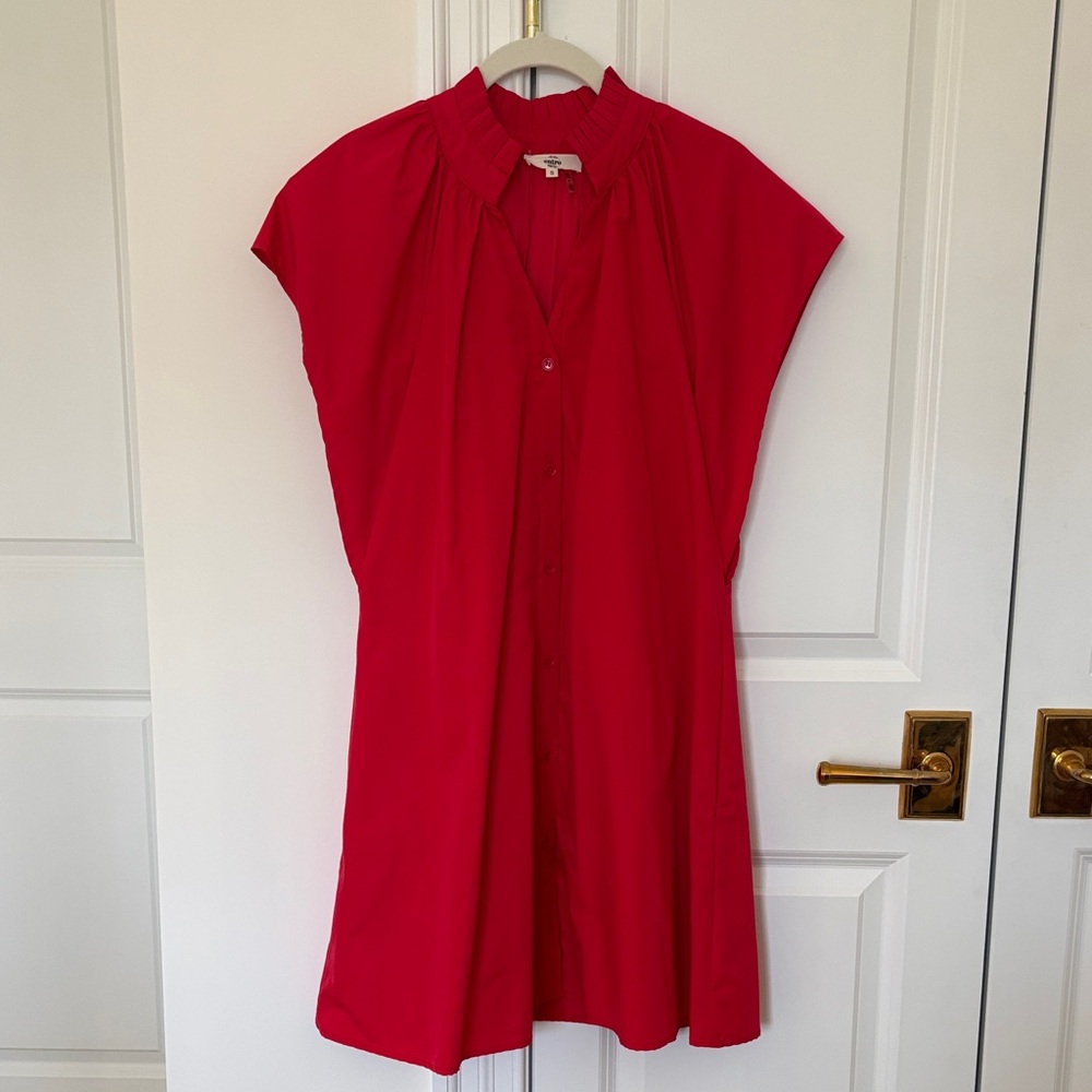 entro Bright Red Pleated Neck Blouse
